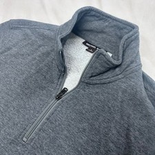 Michael Kors Mens Quarter Zip Pullover Charcoal Grey Fleece Lined Sweatshirt M