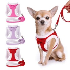 Dog Fleece Harness and Lead set Warm Plush Fur Pet Puppy Cat Vest Coat Fashion &