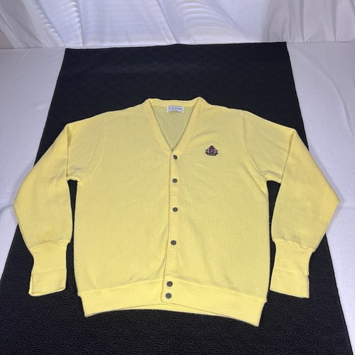 Vintage IZOD Strickjacke Pullover Herren großes Wappen Knopfleiste Made USA 80s Preppy - Bild 1 von 8
