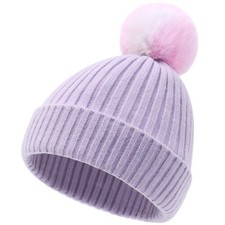 Girls Winter Hat Warm Toddler Beanie with Pom Pom Winter Hats for Baby and Kids
