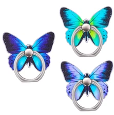 3 PCS Butterfly Phone Ring Stand Holder Kickstand 360° Metal Knob Loop