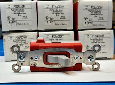 Lot of 7 Legrand PT20AC3GRY PlugTail 20A 3-Way Switch Gray Spec Grade New