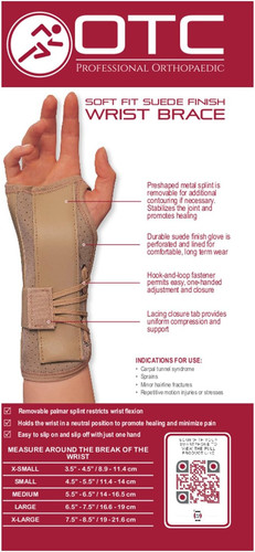 OTC Soft-Fit Suede Finish Wrist Brace, Right, Medium - Picture 2 of 6