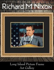 President Richard Nixon Speech On The Podium Custom Framed Photograph