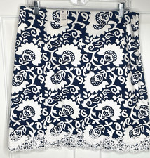 NWT Talbots Women's Lace Trim Cotton A-Line Skirt Sz 8 Lined Stretch Coastal