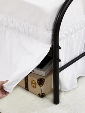 White Bed Skirts with Split Corners King Size 18 Inch Drop,Elastic Bed Skirti...