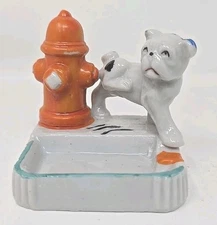 1950's Rare Dog & Fire Hydrant Ashtray 2.5"x2.5"x2.25" Japan NOS U292