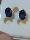 NATURAL ROYAL BLUE GEM TESTED HEATED OVAL SAPPHIRE 4.60 CT 925 SILVER EARRINGS — photo 4