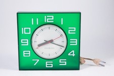 Vintage General Electric Wall Clock Green Lucite Works MCM GE Square Model 2173