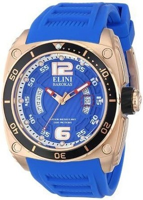 New Elini Barokas Commander Gold Stainless Steel Blue Dial Watch 10013-YG