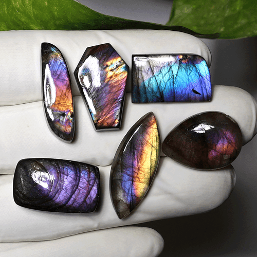 Rainbow Spectrum ~ 6 piezas piedras preciosas cabujón espectrolita natural de alto grado 21 mm-29 mm - Imagen 4 de 10