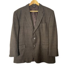 Jos. A. Bank Blazer Mens 46R Brown EUC Wool Houndstooth 2-Button Sport Coat