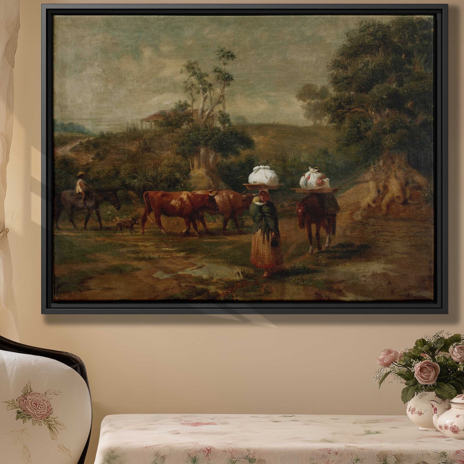Rural Countryside Animal Cow Canvas Print Vintage Wall Art Decor Rustic Artwork