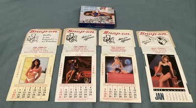 4 Vintage Girl Snap - On Tools Calendars 1985 - 1988 And 1 Deck Of Playing Cards