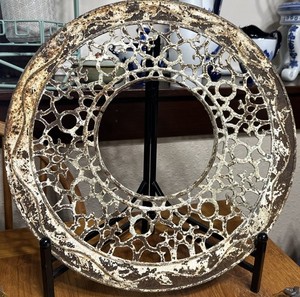 Round Cast Iron Ornate Stove Pipe 15.75 Inch Collar Grate Antique