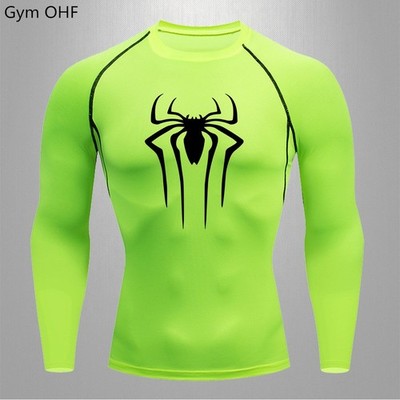 Spider Print Tight Quick Drying Clothes High Elasticity Sports Tops Mens Fitness