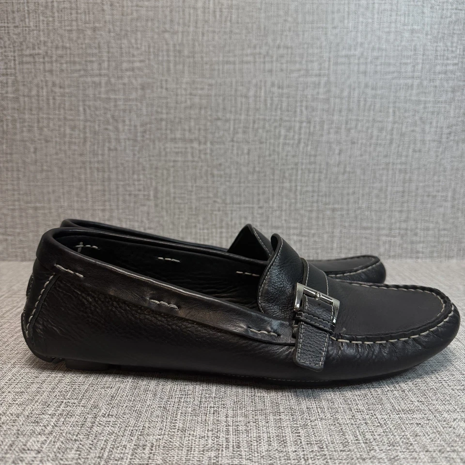 Mocasines/mocasines/zapatos de conducción Bragano para hombre talla 9 cuero negro hechos en Italia Foto 4 de 4