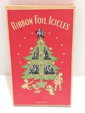 Vintage Ribbon Foil Icicles Metal Goods Corp St Louis Mo Christmas Tree Tinsel