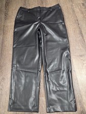 Talbots Faux Leather Straight Ankle Pants Solid Black Size 12