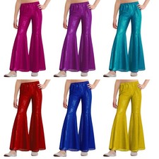 Girls Pants Costume Trousers Elastic Waistband Dancewear Sequins Daily Rave
