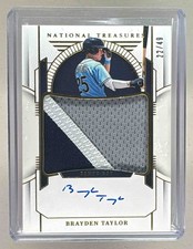 Brayden Taylor 2024 National Treasures Gold Prospect Material Auto /49