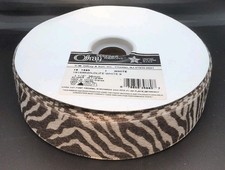 Offray Brown/White Zebra Pattern 1 1/2" 35MM 50 Yard Spool Polyester Ribbon NEW