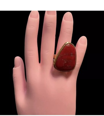 BARSE 1980 s Red Howlite gemstone statement ring size 6.75 Pre-owned -rare
