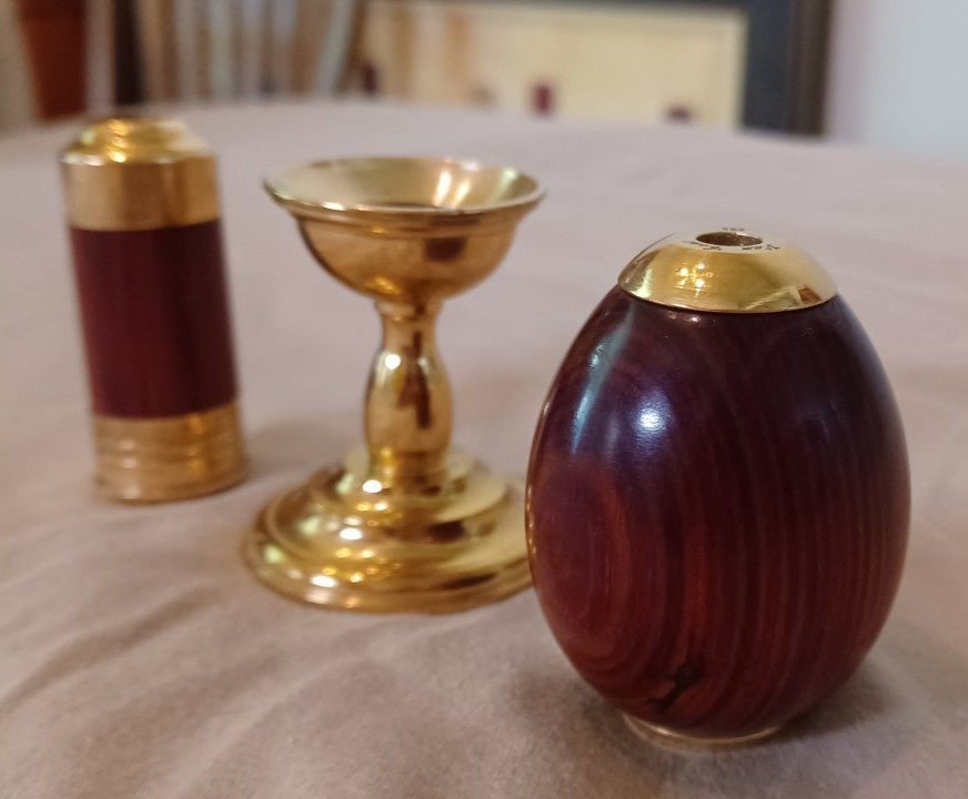 Vintage Mini Kaleidoscope Wood Grain & Brass & Wood Egg by Van Cort USA