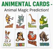ANIMENTAL CARDS Animal Zoo Mental Magic Trick Set Prediction Picture Pocket Kid