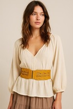 Elastic Wide Belts Vintage Stretchy Belt Retro Fashion Cinch Belt Mustard