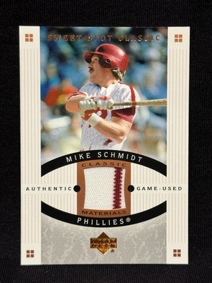 MIKE SCHMIDT PHILLIES 2005 UD SWEET SPOT CLASSIC GAME USED WORN JERSEY (B)