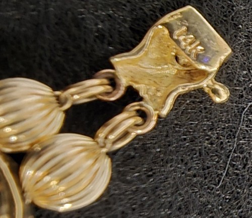 Vintage Solid Yellow Gold Diamonds Multi Gemstone Slide Charm Bracelet 8" - Picture 5 of 17