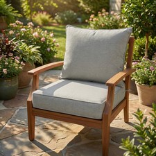Outdoor Cushion Set Rattan Patio Garden Furniture Sofa Armchair Neutral Washable