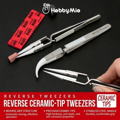 Hobby Mio: Reverse Ceramic Tweezers - Clamp & Hold Tweezer - Clip Style