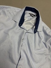 Nine West Men’s Classic Fit Large Dress Shirt Long Sleeve Polo Blue