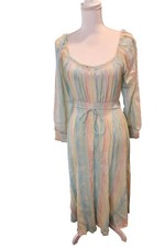 LoveShackFancy Pastel Long Sleeve Midi Dress With Smocked Waist, Small