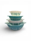 Vintage PYREX Amish Butterprint Turquoise Cinderella Nesting Mixing Bowl 4pc Set