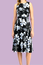 $89 Kasper Women's Sleeveless Floral Tied Dress Size: 10 - Black Multi
