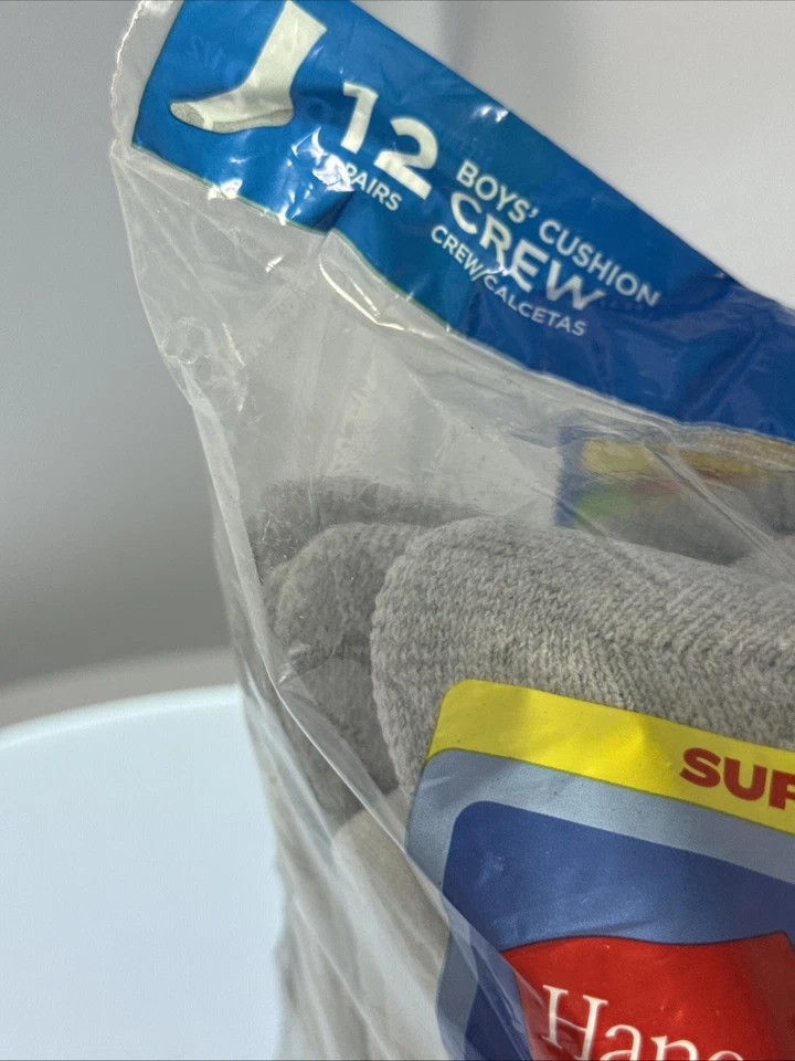 Calcetines acolchados dobles resistentes Hanes para niños (12 pares) NIÑOS 9-2 1/2 blancos Foto 3 de 4