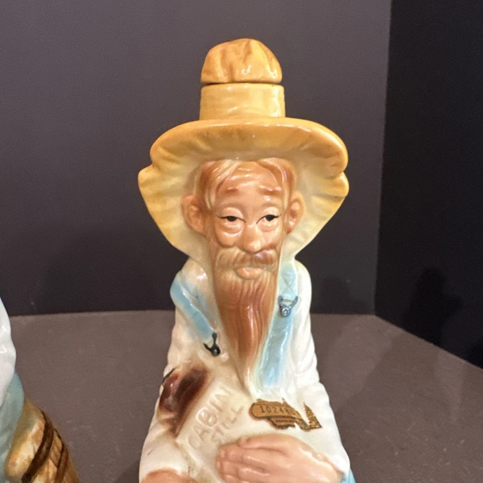 2 Vintage Cabin Still Kentucky Bourbon Whiskey Decanter Hillbilly Figurine 1969 - Image 2 of 4