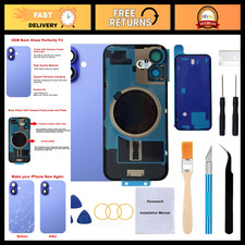 Rear Back Glass Replacement for iPhone 16 6.1" - Pre-Installed Plate, Camera Fra