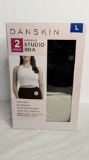 DANSKIN Women's Black Khaki 2 Pack Studio Bras Size Large