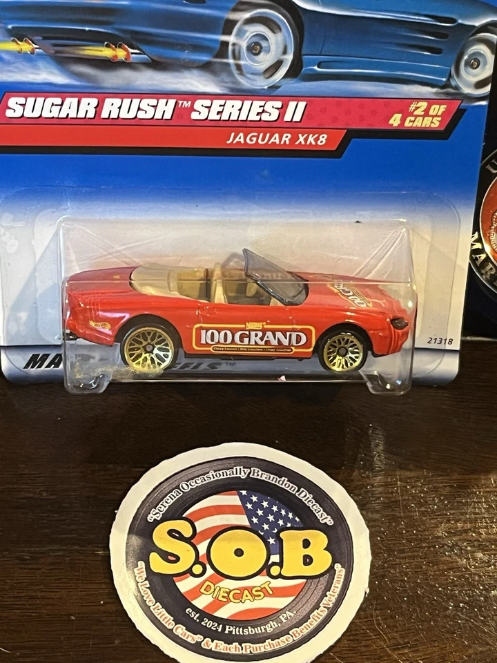 Hot Wheels Jaguar XK8 Convertible 100Grand Rojo Diecast Sellado USADO CASI NUEVO Estado Foto 3 de 4