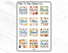 4127 Months of The Year Planner Stickers.