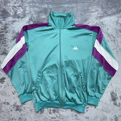 VTG Kappa Track Jacket Large Teal Purple Chest Logo Retro Italian Athleisure