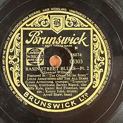 Basin Street Blues, Featured in the Glenn Miller Story'' 78 RPM Single 10'' Record
