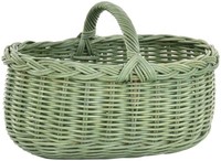 Autokorb Einkaufskorb Natur Rattan Trage-Korb Mit Henkel Leicht Stabil (GrüN)