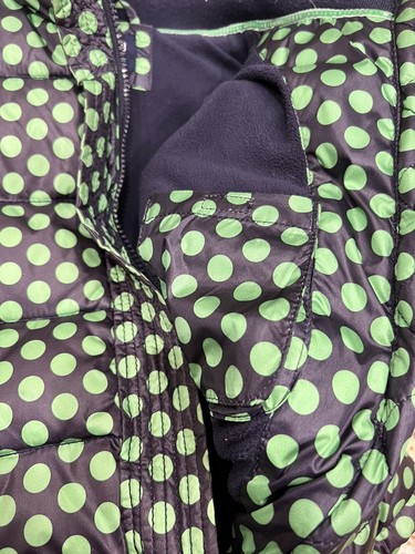 Gap Kids Autumn Puffer Vest Girls Sz M/8 Green Polka Dot Fleece Lined Full Zip - Picture 6 of 6