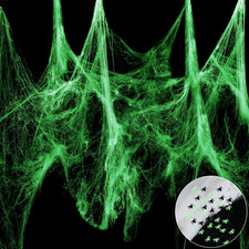 Glow in the Dark Halloween Decorations, 1000 Sqft Fake Spider Web Decorations Gl