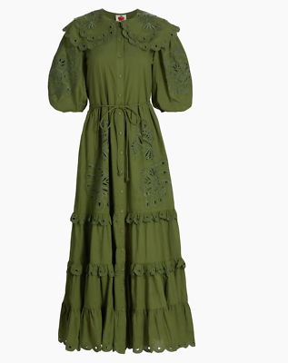 slim fit dress slacks Green Delicate Tapestry Euroflax Premium Linen Midi Dress  FARM Rio